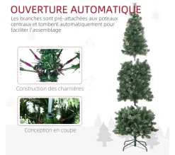 HOMCOM Sapin Et Accessoire^ Sapin De Noël Artificiel Nordmann Pommes De Pin Aspect Enneige
