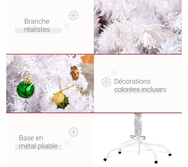 HOMCOM Sapin Et Accessoire^ Sapin De Noël Artificiel Décore