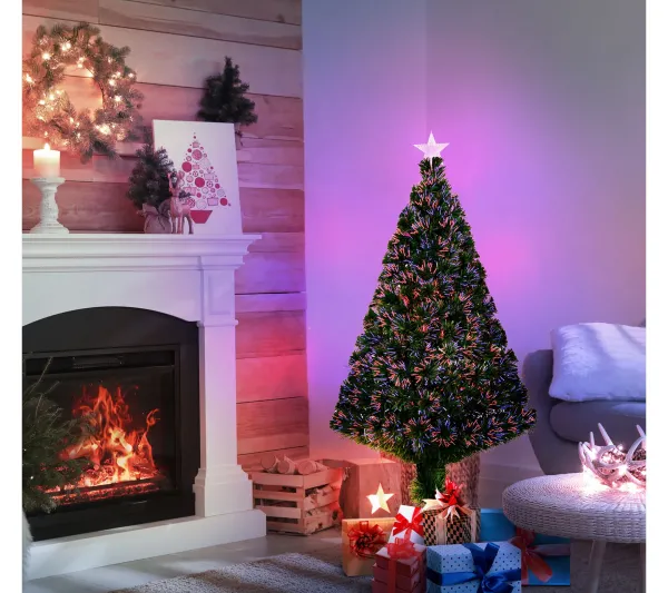HOMCOM Sapin Et Accessoire^ Sapin De Noël Artificiel Lumineux Vert H. 120 Cm