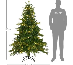 HOMCOM Sapin Et Accessoire^ Sapin De Noël Artificiel Lumineux Led X 320 Blanc Chaud H. 180H Cm Vert