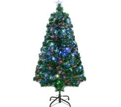 HOMCOM Sapin Et Accessoire^ Sapin De Noël Artificiel Lumineux Vert 120 Cm