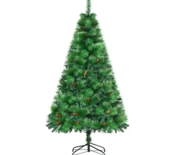 HOMCOM Sapin Et Accessoire^ Sapin De Noël Artificiel Avec Pommes De Pin - Hauteur 180 Cm Vert