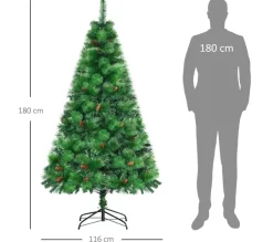 HOMCOM Sapin Et Accessoire^ Sapin De Noël Artificiel Avec Pommes De Pin - Hauteur 180 Cm Vert
