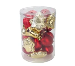 HOMEA Guirlande Et Boule De Sapin^ Kit De 25 Boules De Noël Or Et Rouge