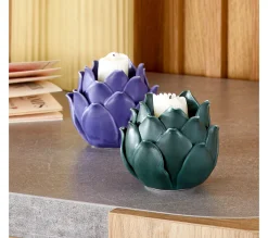 Hot LINEA NATURA Bougeoir Lotus H. 6 Cm Ulila Bleu