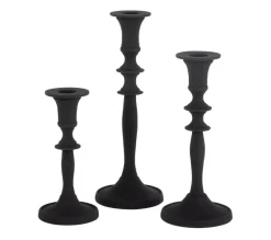 Flash Sale * Lot De 3 Bougeoirs Design "Croka" 23Cm Noir