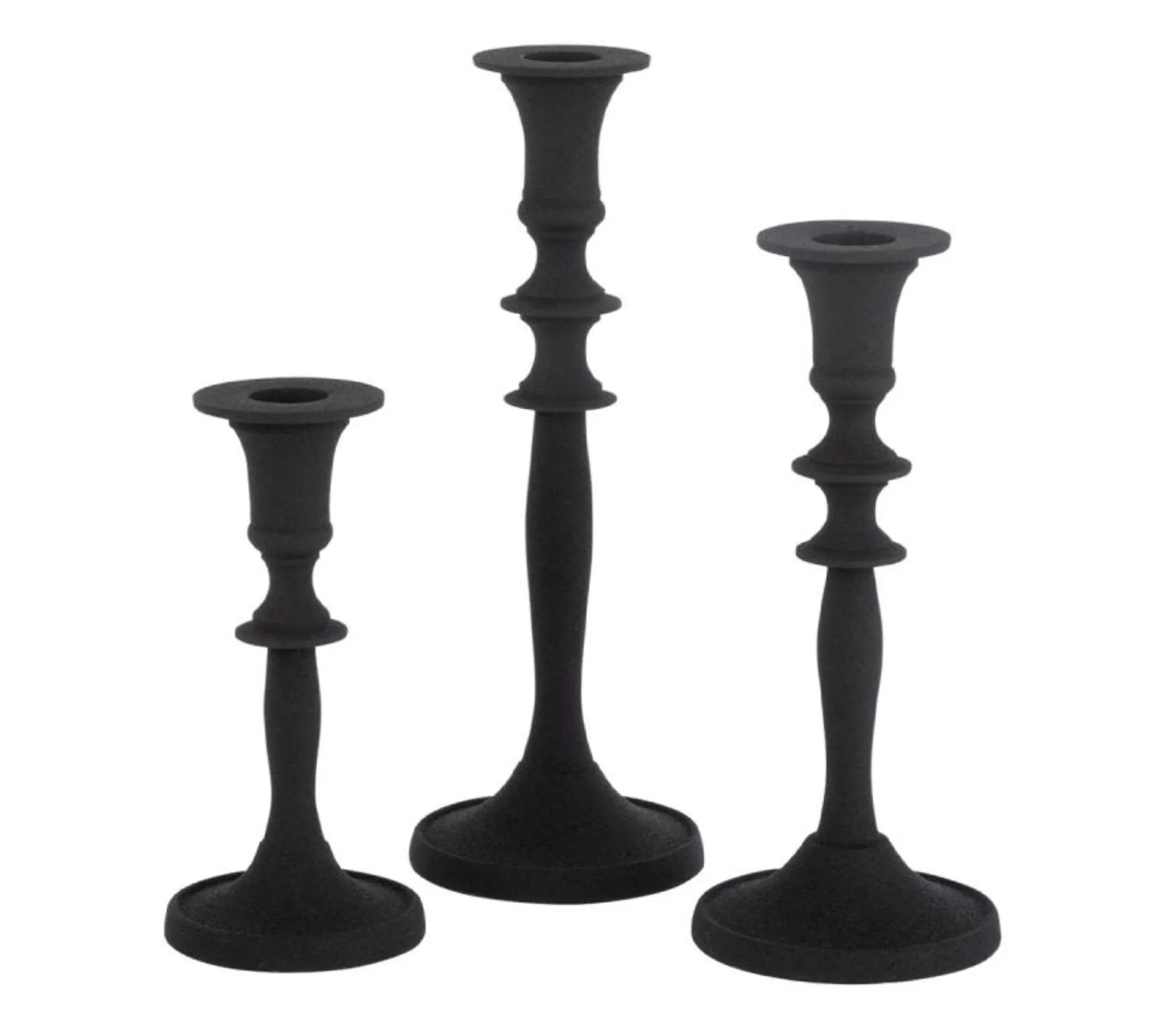 Flash Sale * Lot De 3 Bougeoirs Design "Croka" 23Cm Noir
