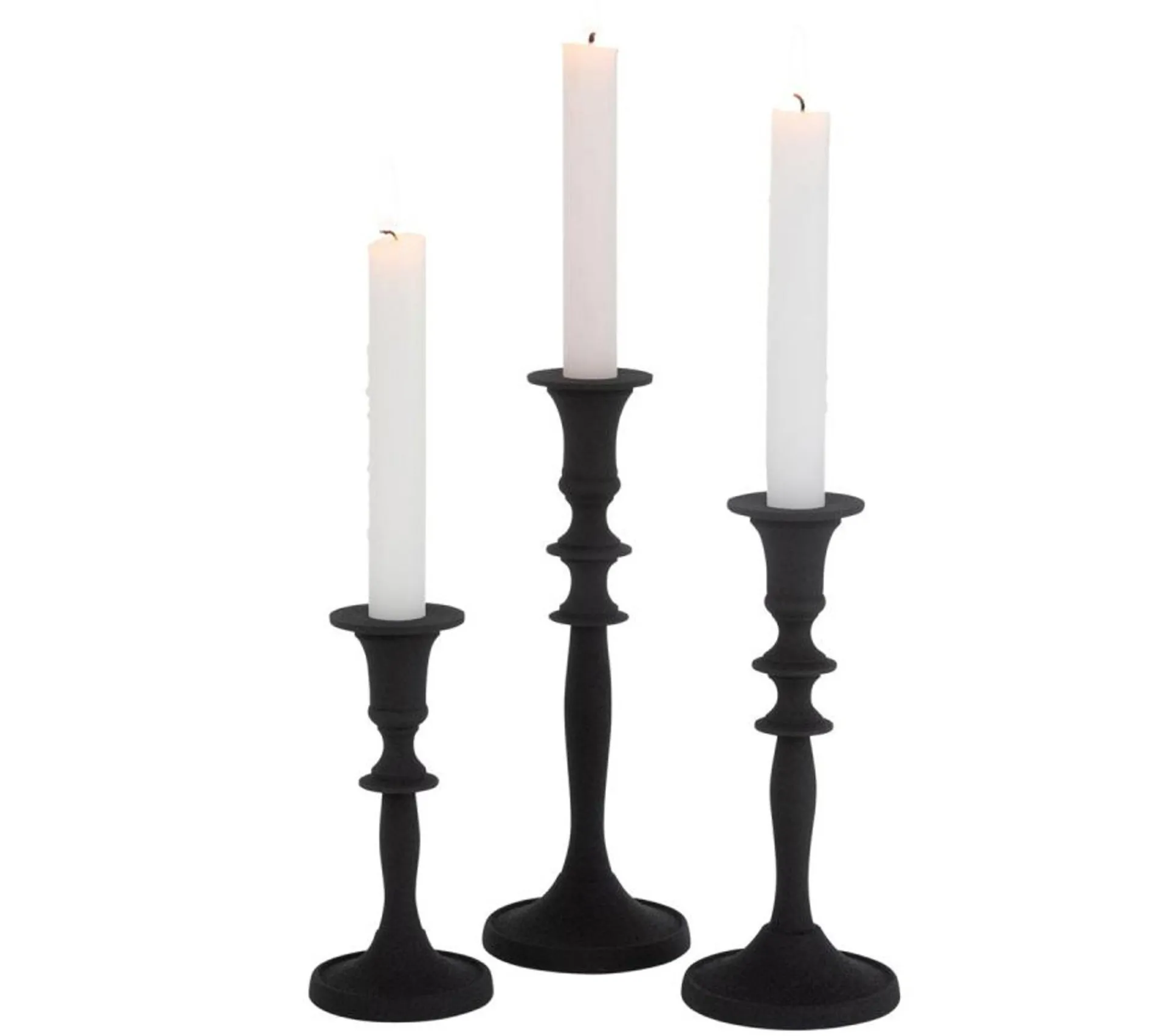Flash Sale * Lot De 3 Bougeoirs Design "Croka" 23Cm Noir