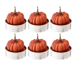 Best * Lot De 6 Bougies Chauffe-Plat "Citrouille" 3Cm Orange