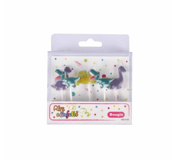 * Anniversaire Et Autres Fêtes^Lot De 5 Bougies D'Anniversaire "Happy Dino" Multicolore