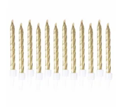 * Anniversaire Et Autres Fêtes^Lot De 12 Bougies D'Anniversaire "Metalliques" 6Cm Or