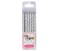 * Anniversaire Et Autres Fêtes^Lot De 12 Bougies D'Anniversaire "Metalliques" 6Cm Argent
