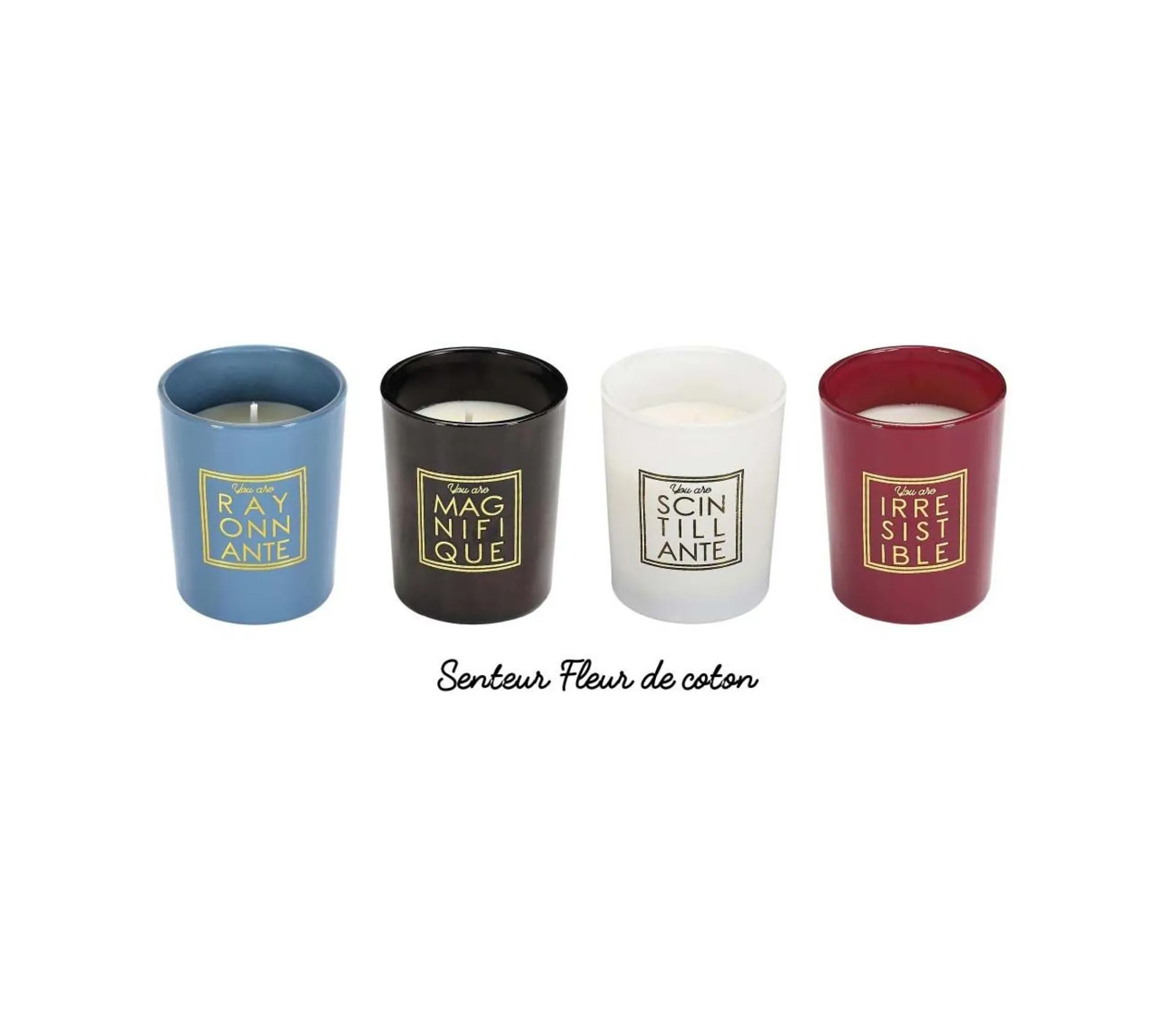 Flash Sale * Lot De 4 Bougies Parfumees "You Are" 6Cm Fleur De Coton