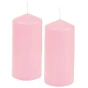 Flash Sale * Lot De 2 Bougies Pilier "Essentiel" 10Cm Rose Clair