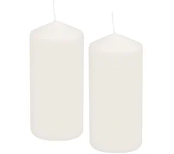 Outlet * Lot De 2 Bougies Pilier "Essentiel" 10Cm Blanc