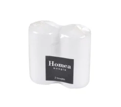 Outlet * Lot De 2 Bougies Pilier "Essentiel" 10Cm Blanc