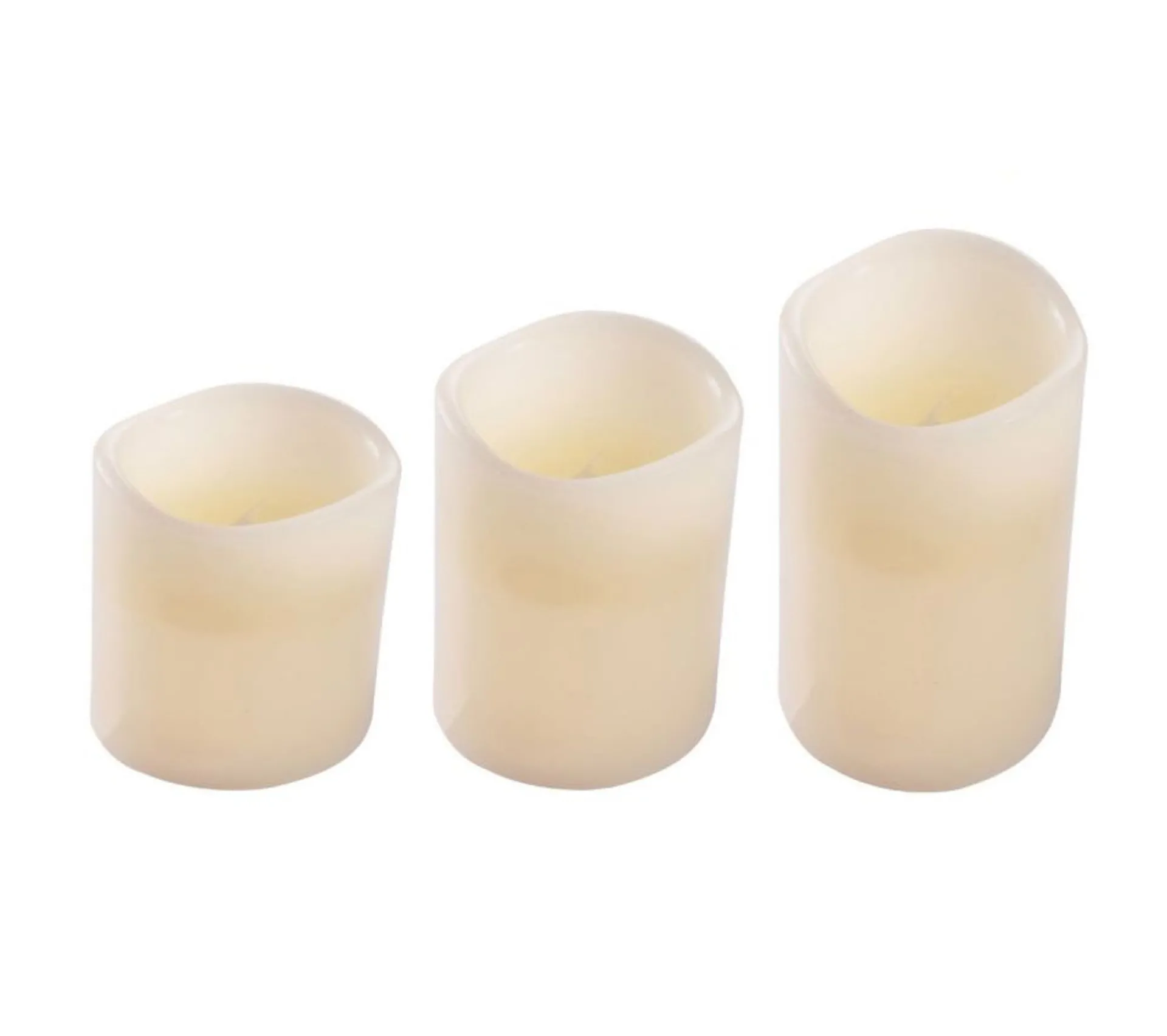 Flash Sale * Lot De 3 Bougies Variation De Couleur "Led" 15Cm Ivoire