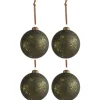 * Guirlande Et Boule De Sapin^Lot De 4 Boules De Noël "Antique" 10Cm Vert