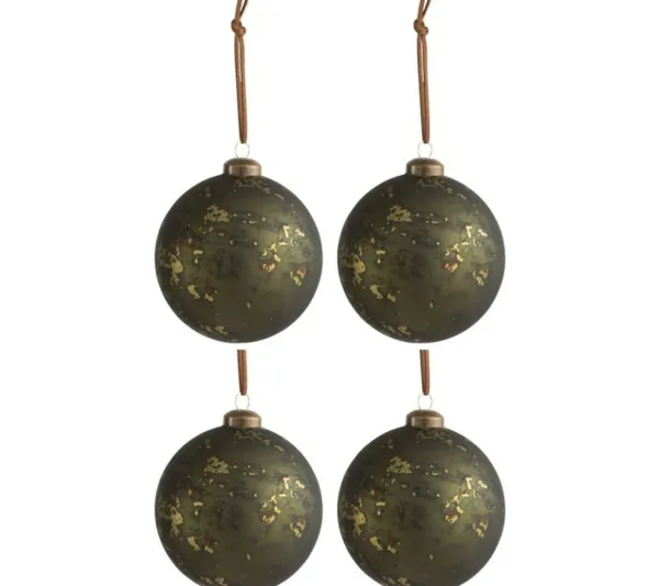 * Guirlande Et Boule De Sapin^Lot De 4 Boules De Noël "Antique" 10Cm Vert