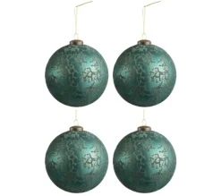 * Guirlande Et Boule De Sapin^Lot De 4 Boules De Noël "Antique Azur" 14Cm Bleu