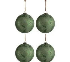 * Guirlande Et Boule De Sapin^Lot De 4 Boules De Noël "Antique" 12Cm Vert