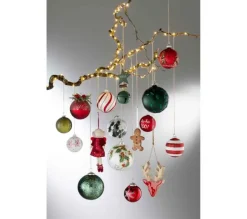 * Guirlande Et Boule De Sapin^Lot De 4 Boules De Noël "Baies Givrees" 10Cm Blanc Et Rouge