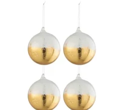 * Guirlande Et Boule De Sapin^Lot De 4 Boules De Noël "Brillantes" 12Cm Or
