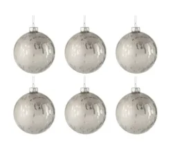 * Guirlande Et Boule De Sapin^Lot De 6 Boules De Noël "Brillant" 8Cm Argent
