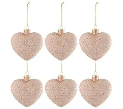 * Guirlande Et Boule De Sapin^Lot De 6 Boules De Noël "C Ur Paillettes" 9Cm Rose