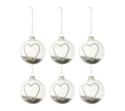 * Guirlande Et Boule De Sapin^Lot De 6 Boules De Noël "C Ur Strass" 8Cm Argent