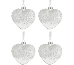 * Guirlande Et Boule De Sapin^Lot De 4 Boules De Noël "C Ur Perles" 6Cm Blanc