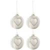 * Guirlande Et Boule De Sapin^Lot De 4 Boules De Noël "C Ur Strass" 10Cm Blanc