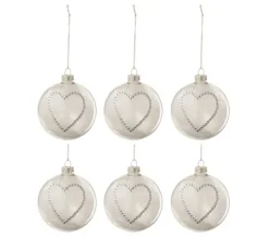 * Guirlande Et Boule De Sapin^Lot De 6 Boules De Noël "C Ur Strass" 8Cm Blanc
