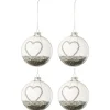 * Guirlande Et Boule De Sapin^Lot De 4 Boules De Noël "C Ur Strass" 10Cm Argent