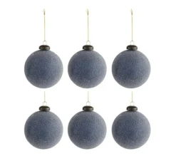 * Guirlande Et Boule De Sapin^Lot De 6 Boules De Noël Design "Perles" 8Cm Bleu