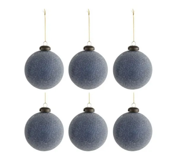 * Guirlande Et Boule De Sapin^Lot De 6 Boules De Noël Design "Perles" 8Cm Bleu
