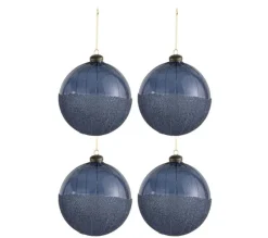 * Guirlande Et Boule De Sapin^Lot De 4 Boules De Noël Design "Perlas" 27Cm Bleu