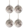 * Guirlande Et Boule De Sapin^Lot De 4 Boules De Noël Design "Plumes" 10Cm Gris