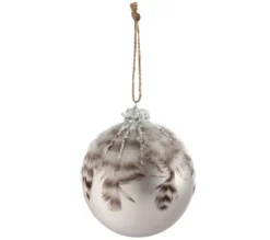 * Guirlande Et Boule De Sapin^Lot De 4 Boules De Noël Design "Plumes" 10Cm Gris