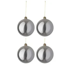 * Guirlande Et Boule De Sapin^Lot De 4 Boules De Noël Design "Lisse" 28Cm Gris
