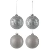 * Guirlande Et Boule De Sapin^Lot De 4 Boules De Noël Design "Atop" 10Cm Gris