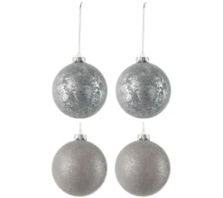 * Guirlande Et Boule De Sapin^Lot De 4 Boules De Noël Design "Atop" 10Cm Gris