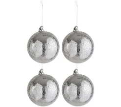 * Guirlande Et Boule De Sapin^Lot De 4 Boules De Noël Design "T Che" 28Cm Argent