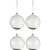* Guirlande Et Boule De Sapin^Lot De 4 Boules De Noël En Verre "Paillettes Or" 12Cm Transparent