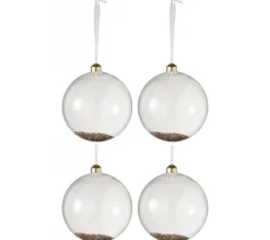 * Guirlande Et Boule De Sapin^Lot De 4 Boules De Noël En Verre "Paillettes Or" 12Cm Transparent