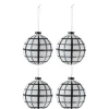 * Guirlande Et Boule De Sapin^Lot De 4 Boules De Noël En Verre "Quadrille" 10Cm Blanc