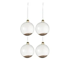 * Guirlande Et Boule De Sapin^Lot De 4 Boules De Noël En Verre "Paillettes Or" 24Cm Transparent