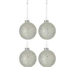 * Guirlande Et Boule De Sapin^Lot De 4 Boules De Noël "Etoiles" 10Cm Argent