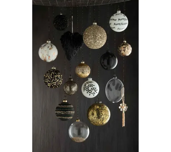 * Guirlande Et Boule De Sapin^Lot De 4 Boules De Noël "Feuilles Paillettes" 10Cm Blanc