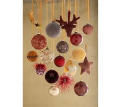* Guirlande Et Boule De Sapin^Lot De 4 Boules De Noël "Feuilles Sechees" 16Cm Ocre